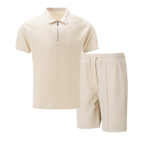 Aurelio™ Waffle Knit Set – Premium Polo & Tailored Shorts in Timeless Summer Colors